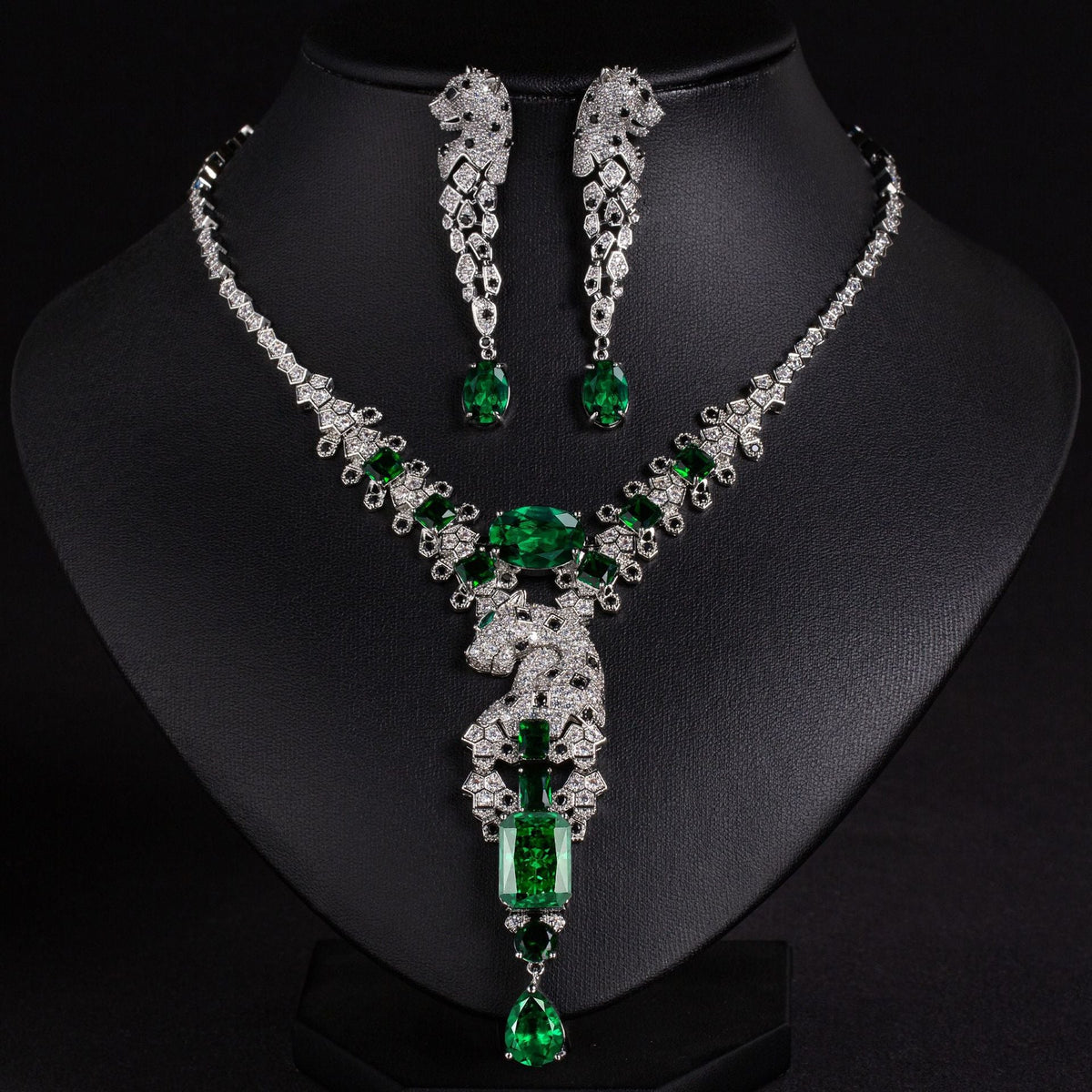 European And American Leopard Retro Design High-End Jewelry Evening Dress Accessories Elegant Jewelry Set With Zircon Necklace For Women