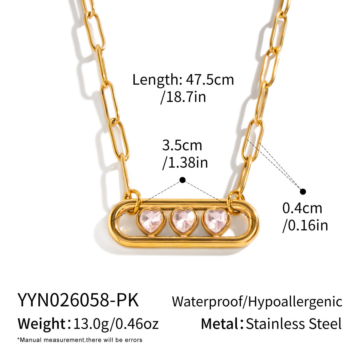 OT Heart-shaped Zircon Pendant Necklace