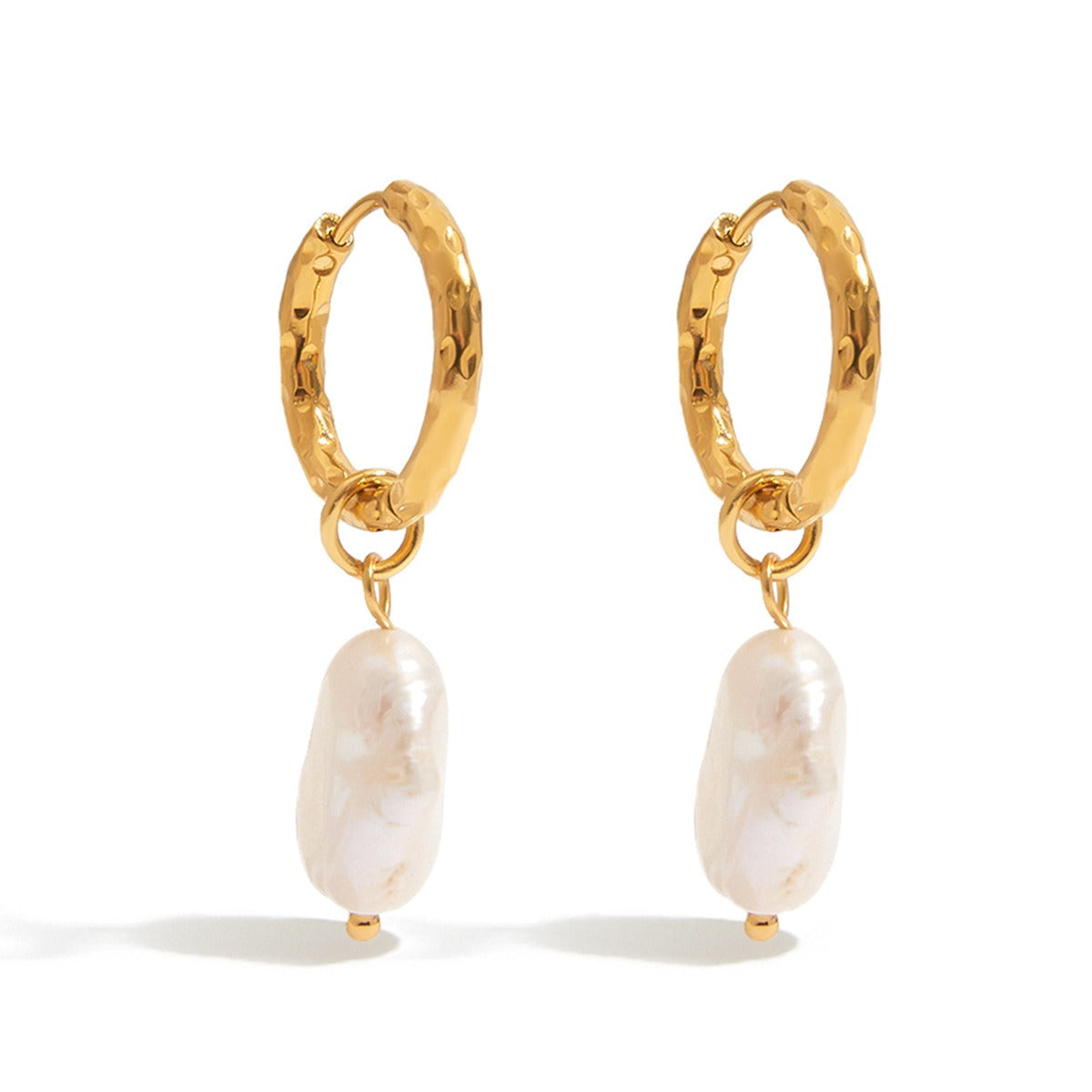 18K gold inlaid pearls exquisite design noble earrings