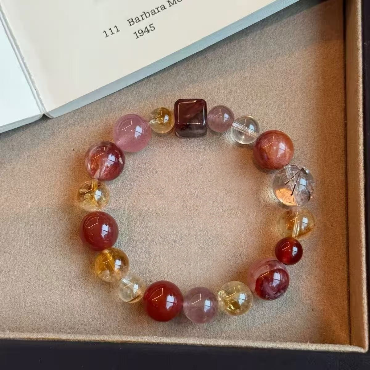 Natural Multi Crystal Bracelet Red Rutilated Quartz Citrine Rose Quartz Beaded Chain Energy Jewelry For Women