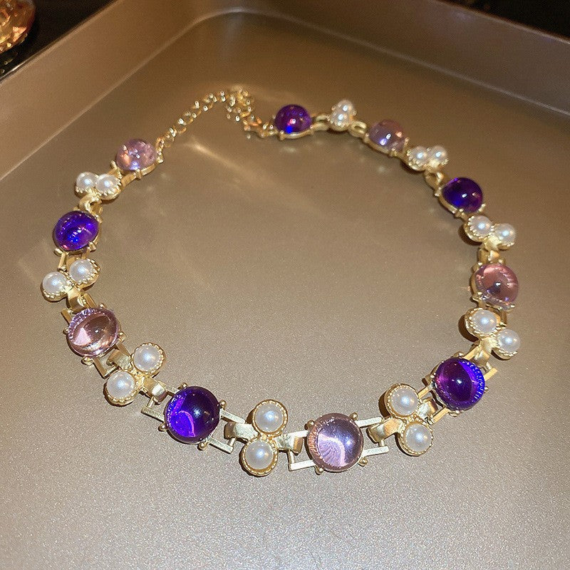 Second-Hand Vintage Jewelry With Diamond-Encrusted Flowers And Heart Necklaces, Retro Elegant Clavicle Chains, Light Luxury And High-End Necklaces