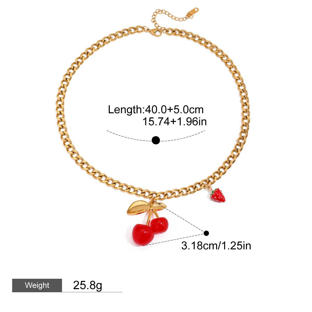 18K Gold Cherry Shaped Design Beautiful Unique Necklace