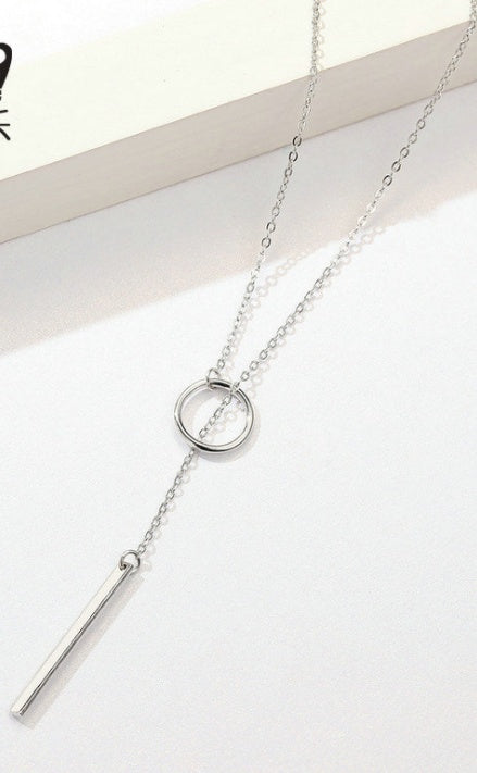 Popular European And American Styles Simple Round And Stick Necklace S925 Sterling Silver Necklace