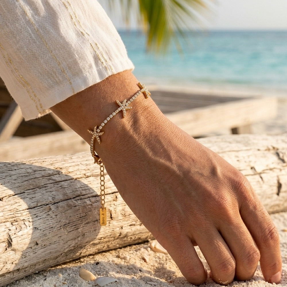 White Zircon Starfish Bracelet