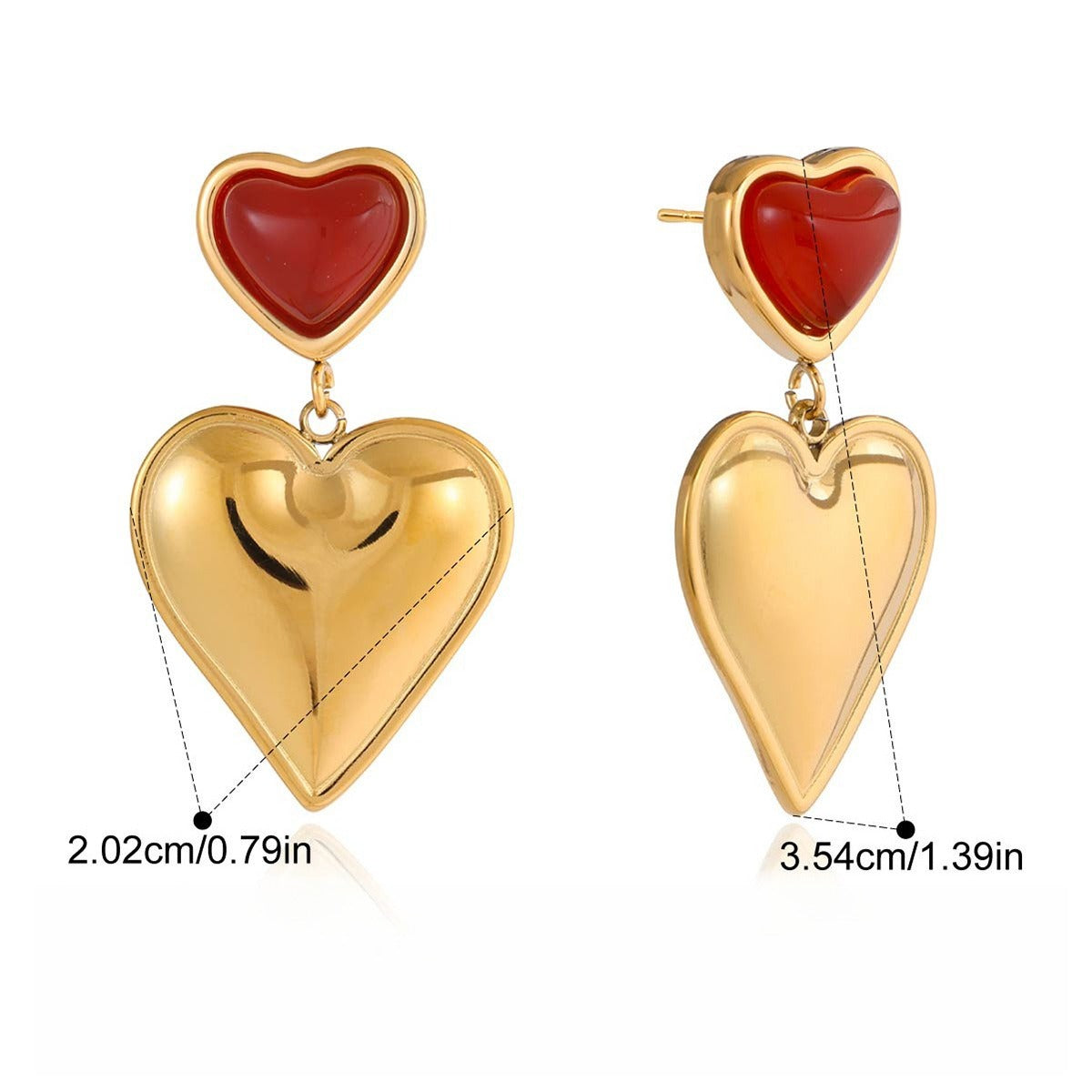 18K gold heart-shaped luxury earrings