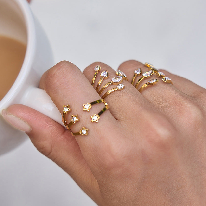 Split Band Zircon Open Ring Collection
