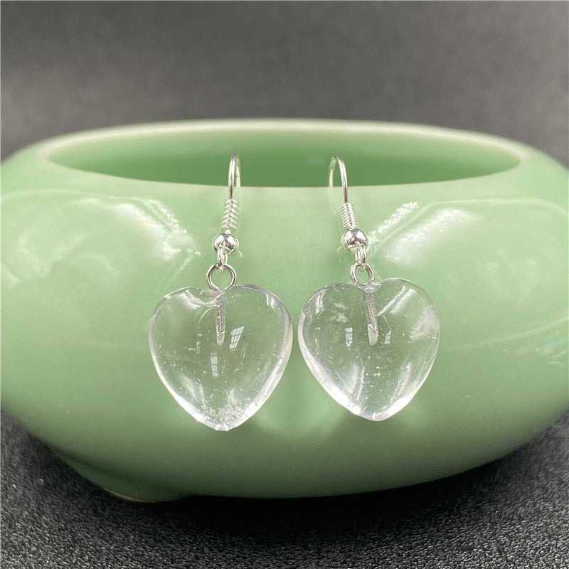 Natural Stone Amethyst Small Heart Earrings