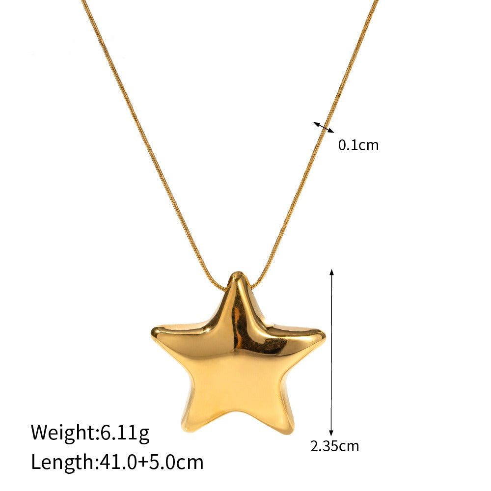 18K gold star-shaped design elegant necklace, ring, earrings and brooch set