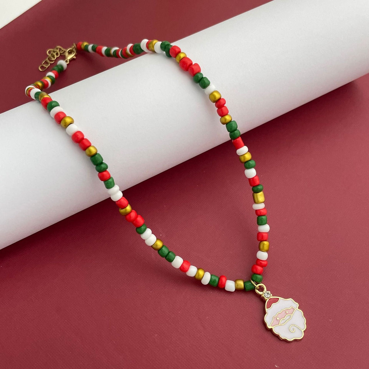 Amazon Cross-border Christmas Acrylic Rice Beads Necklace Santa Claus And Other Pendants Factory Direct Approval