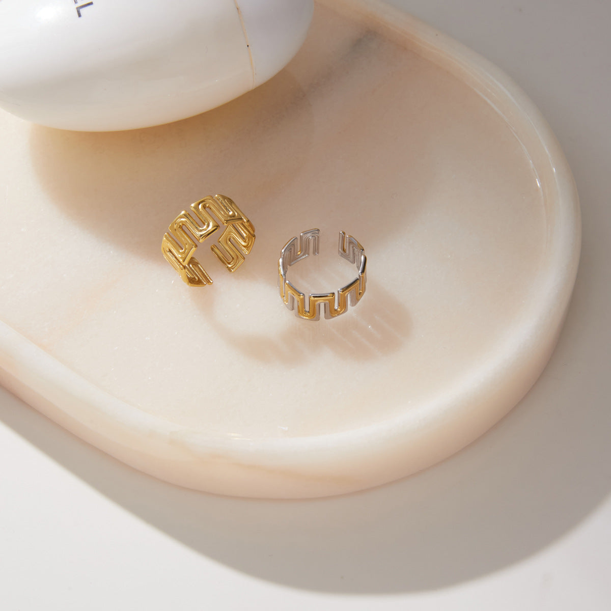 Geometric Cutout Band Ring Collection