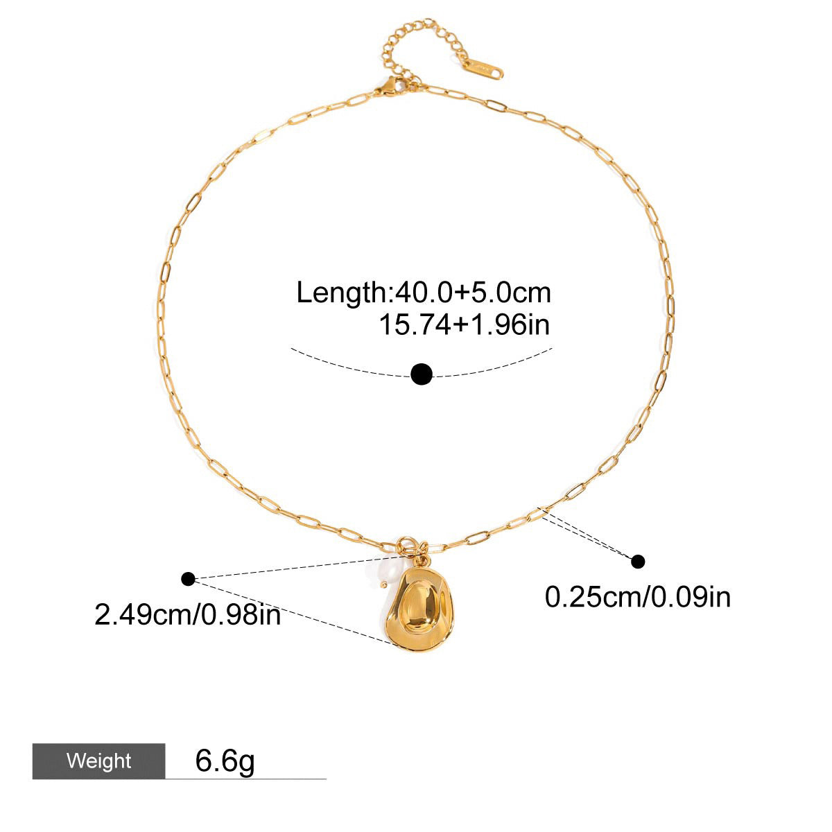 18K gold geometric oval with pearl design exquisite and noble necklace