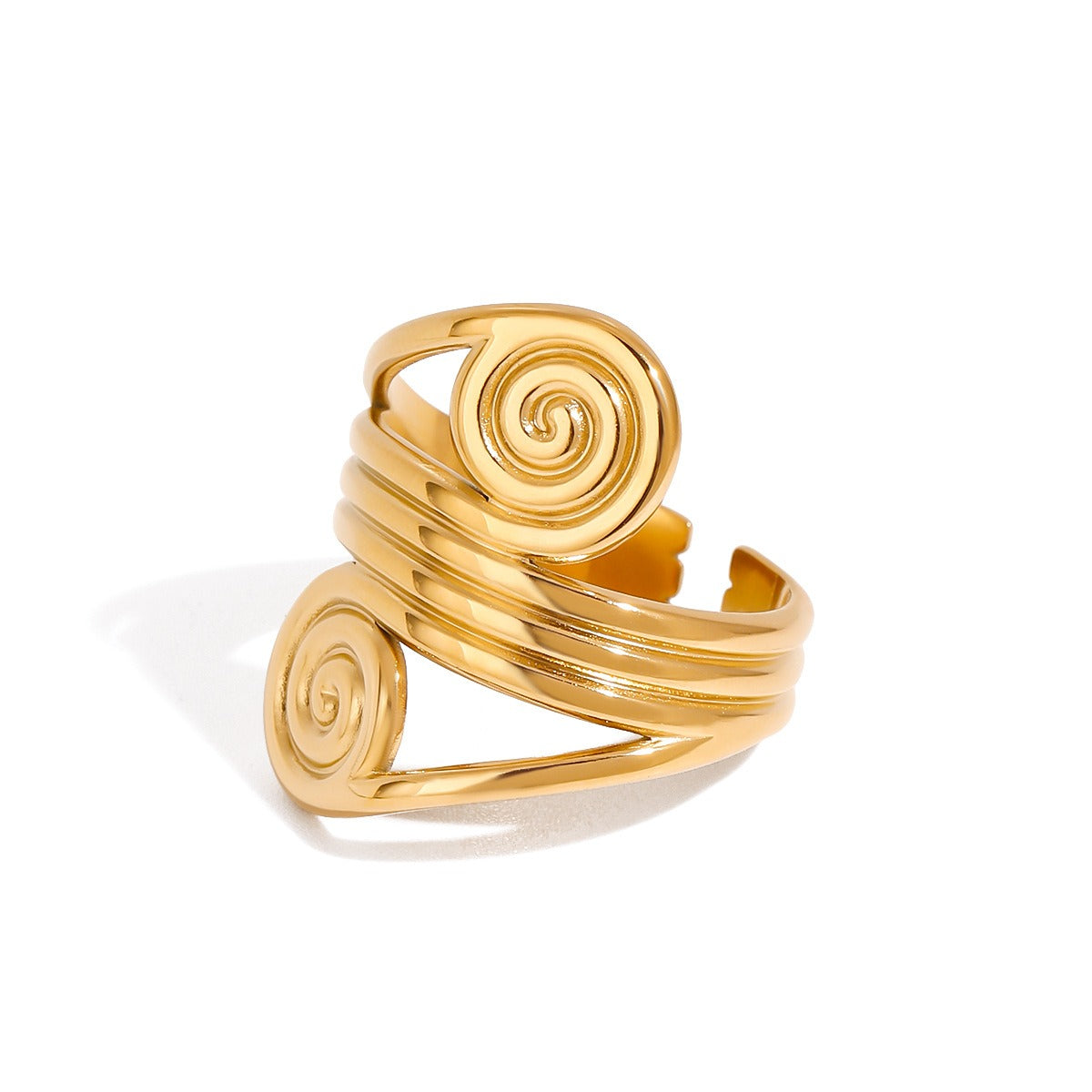 18K gold geometric lines with thread design trendy fashion ring