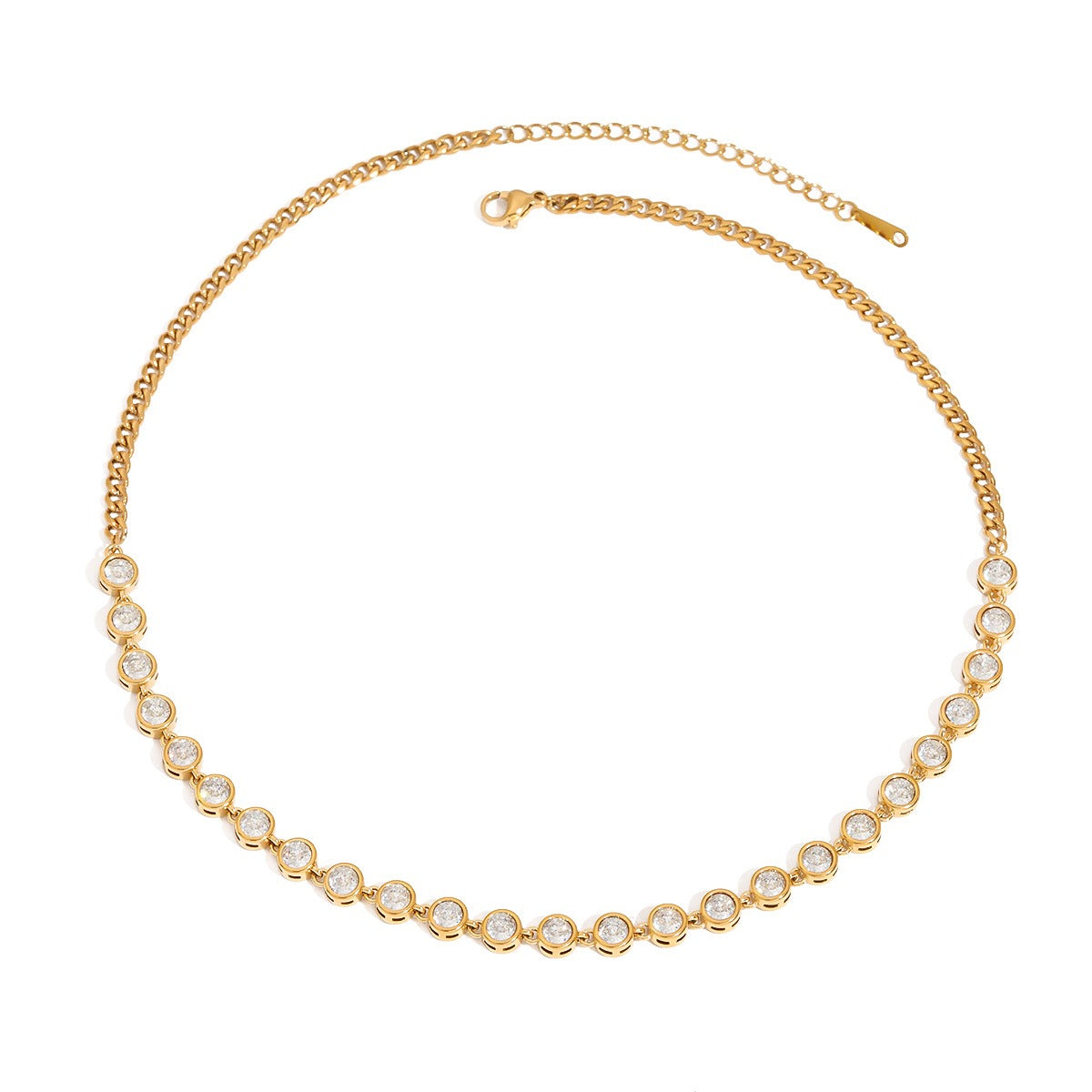 18K gold inlaid round gemstone exquisite design noble necklace
