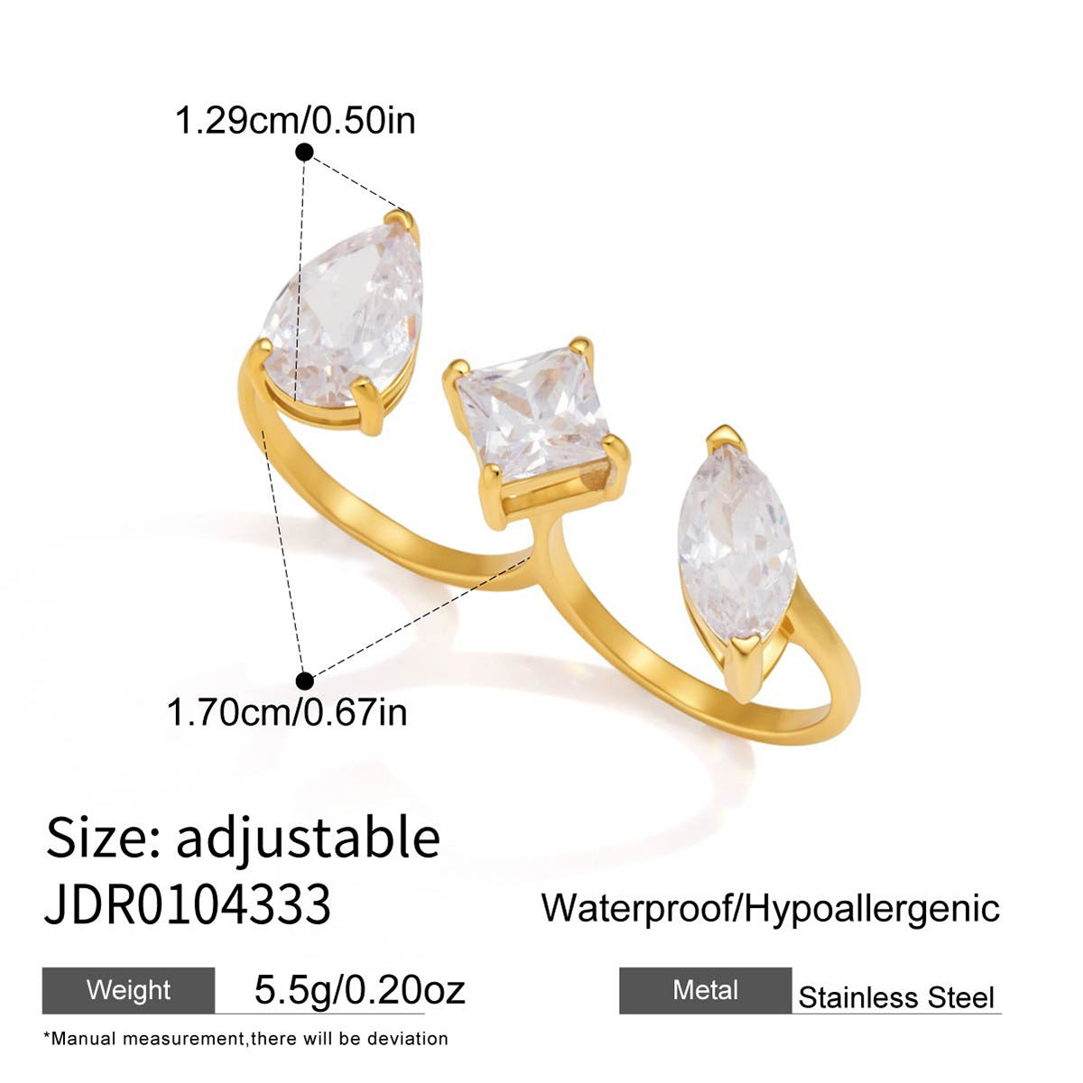 Three Stone Open Ring