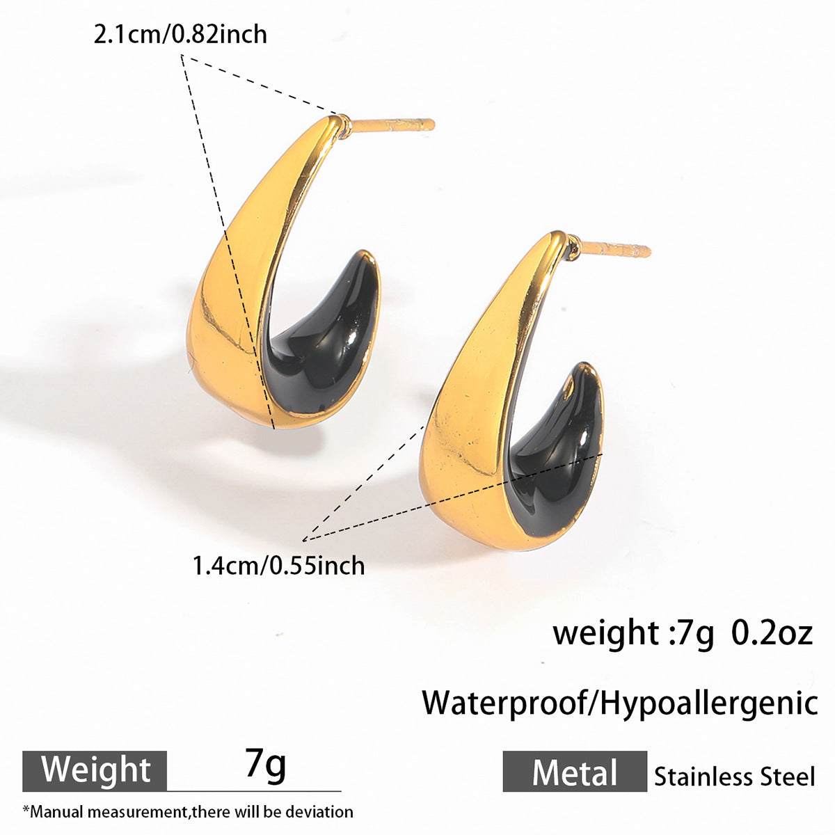 Stainless Steel Earrings With Geometric Pleats 18k Gold