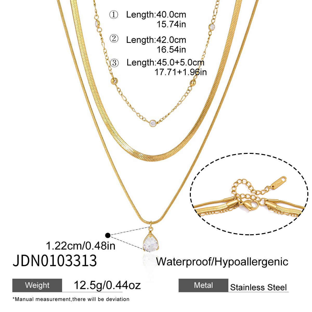 Layered Teardrop Zircon Necklace