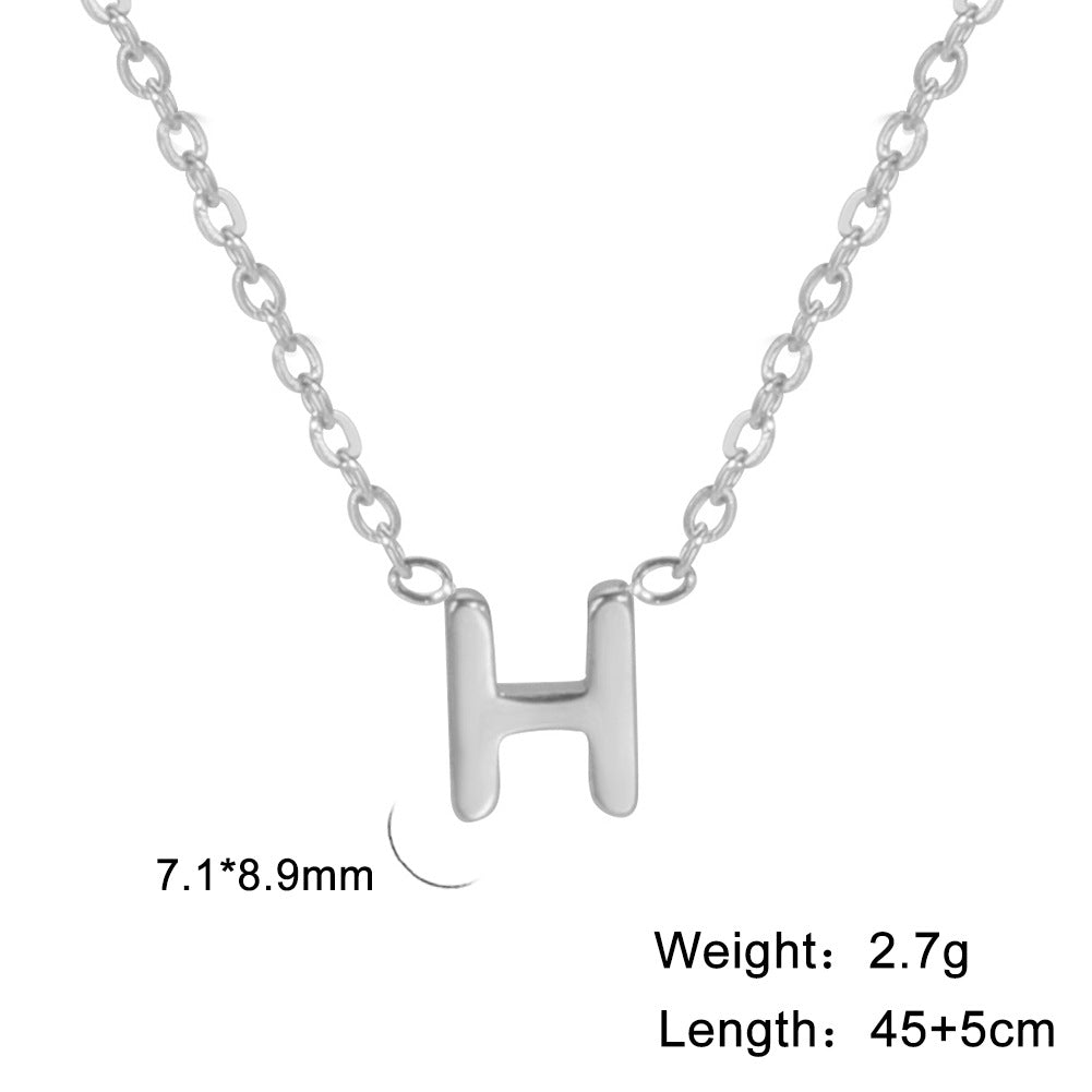 Hot-Selling Welded 26 Letters 18K Real Gold Electroplated Non-Fading Small Pendant Jewelry 304 Material Stainless Steel Necklace
