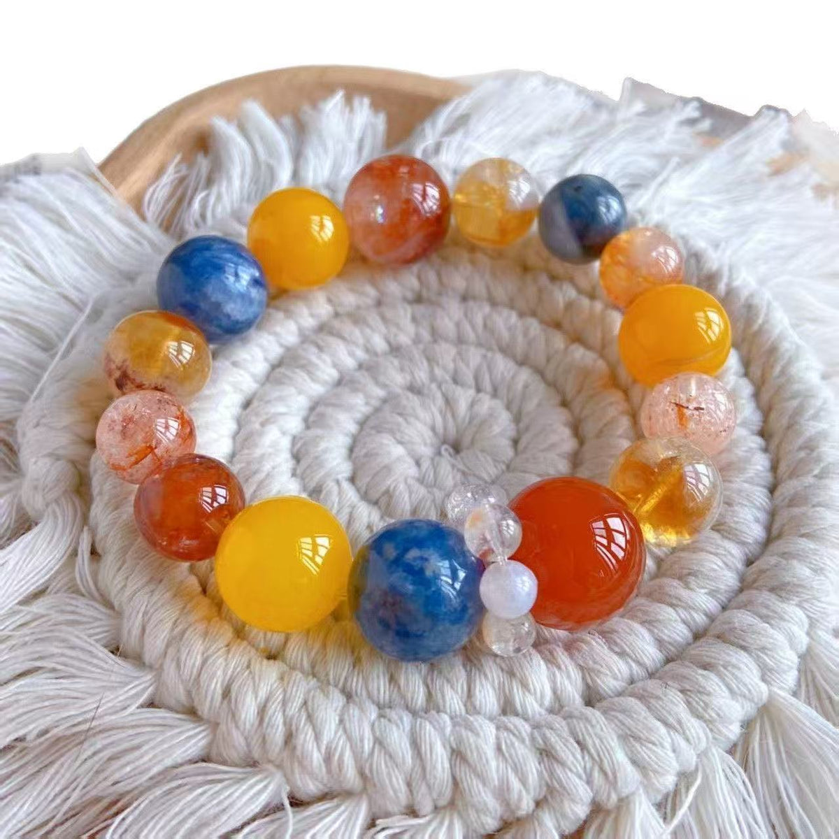 Natural Multi Crystal Bracelet Lapis Lazuli Yellow Agate Red Agate Beaded Chain Energy Jewelry For Women