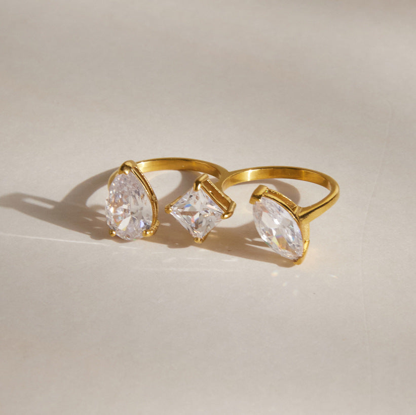 Three Stone Open Ring