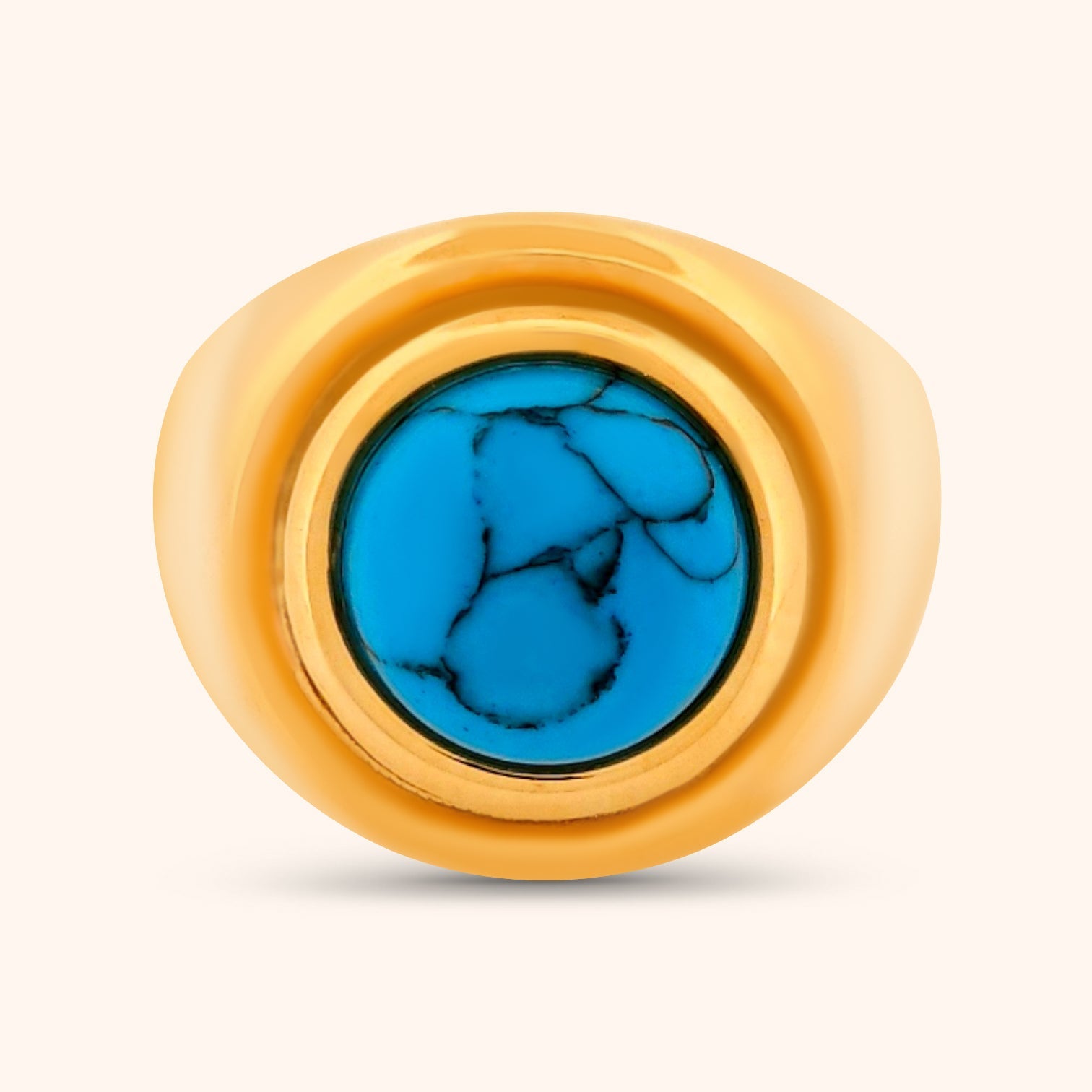 Morocco | Turquoise Dome Ring | 18K Gold Plated | Waterproof by PRESSIE