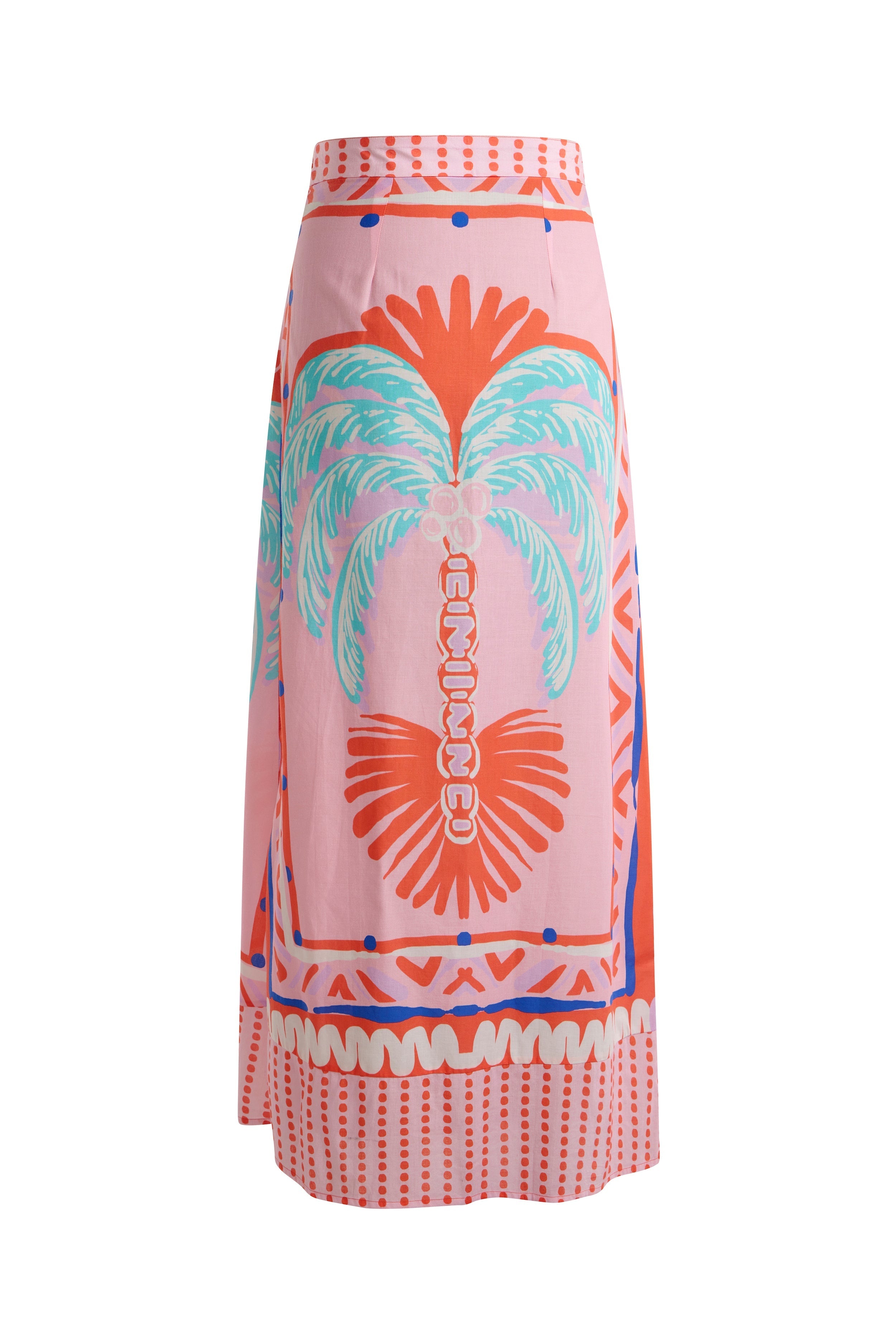 Wrap Front Maxi Skirt Pink Palm