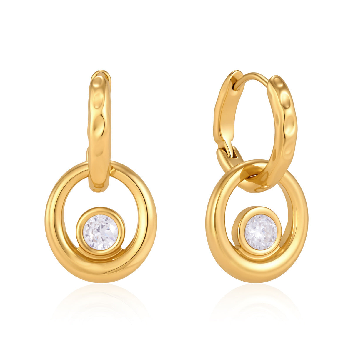 Circle Pendant Huggie Earrings