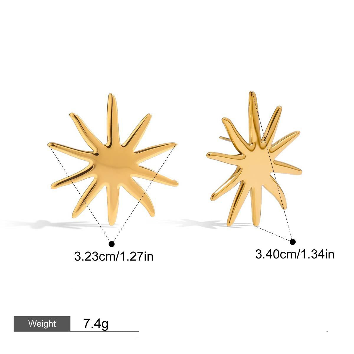 18K gold geometric inlaid gemstone design classic fashion earring ring set
