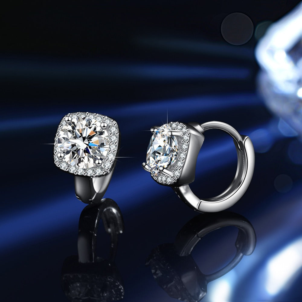 Moissanite D color s925 sterling silver square earrings
