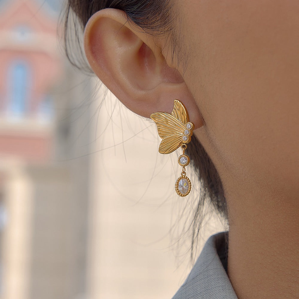 Butterfly Zircon Drop Earrings