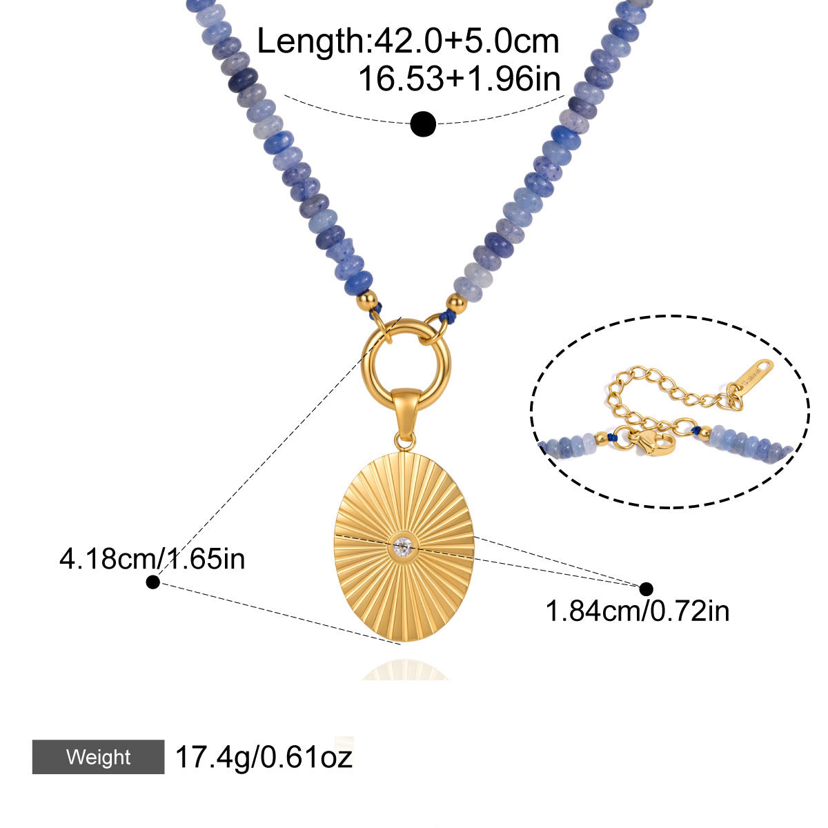 Natural Stone Titanium Steel Necklace Light Luxury And Niche Style