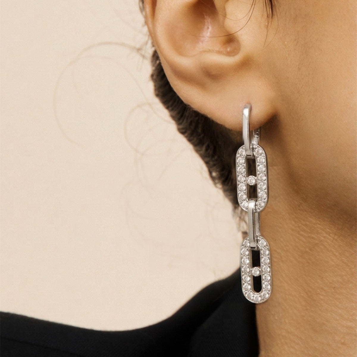 Crystal Paperclip Drop Earrings