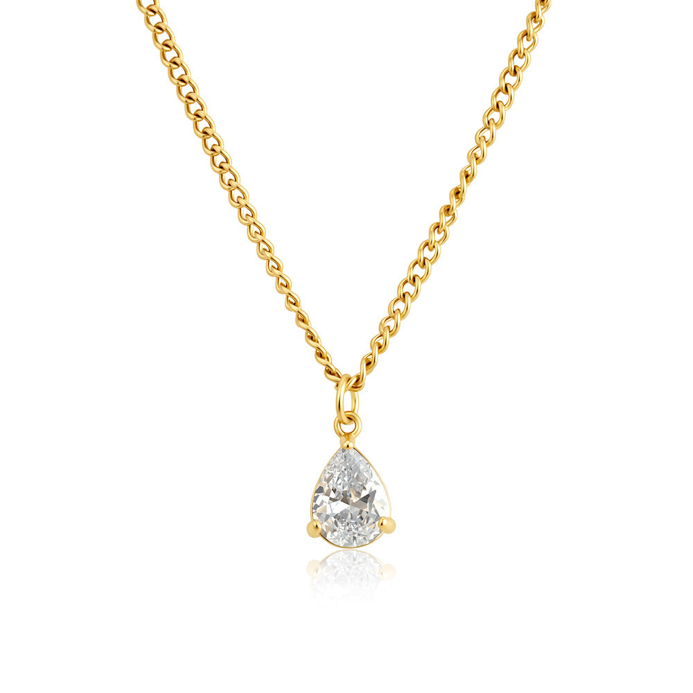 18K Gold-Plated Diamond-Inlaid Stainless Steel Zircon Necklace With A Luxurious Finish