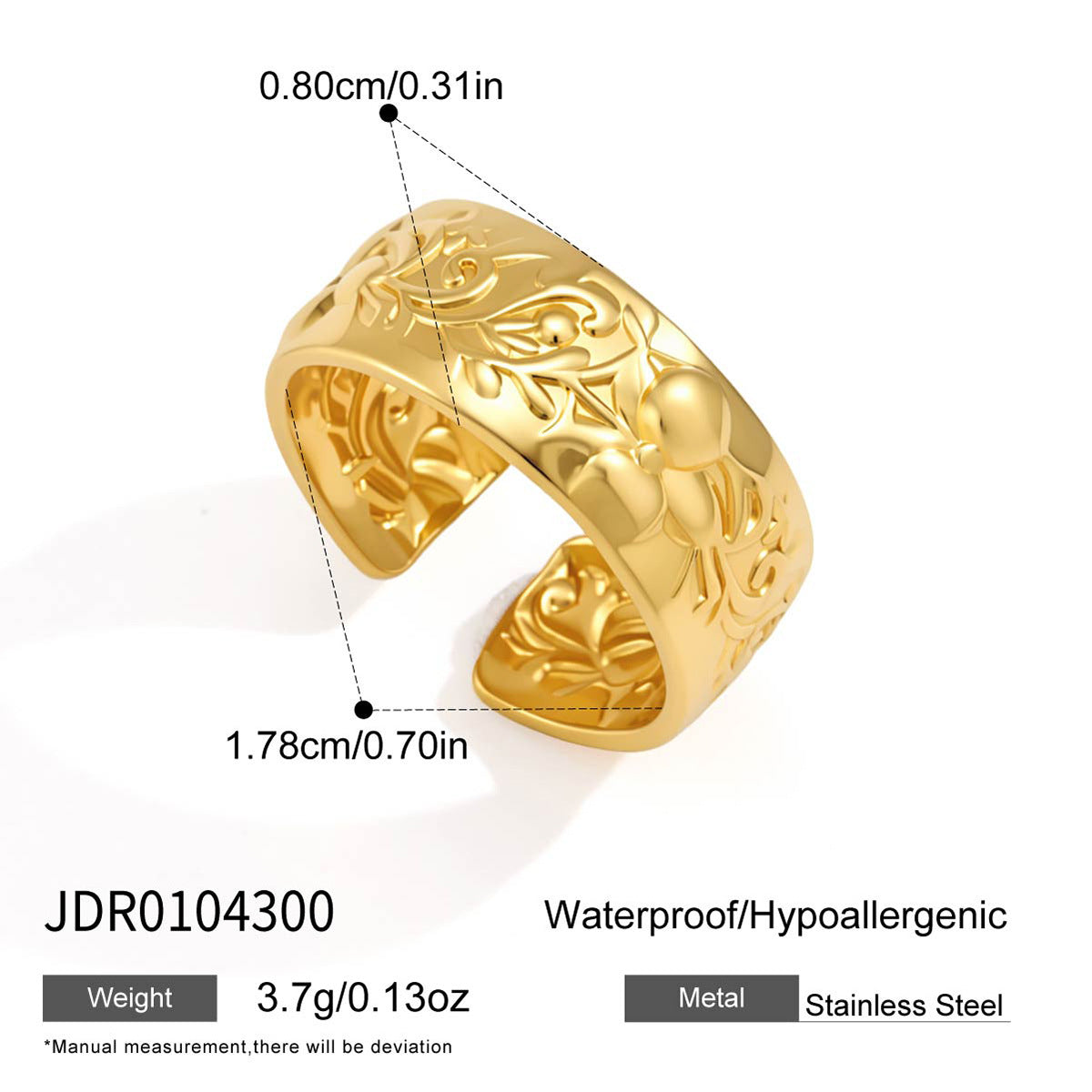 Engraved Floral Open Ring Collection