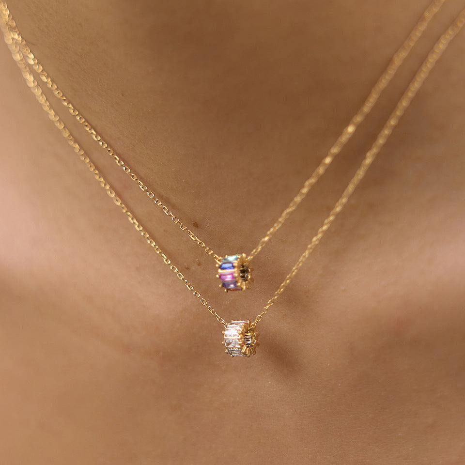 Geometric Zircon Pendant Necklace Collection