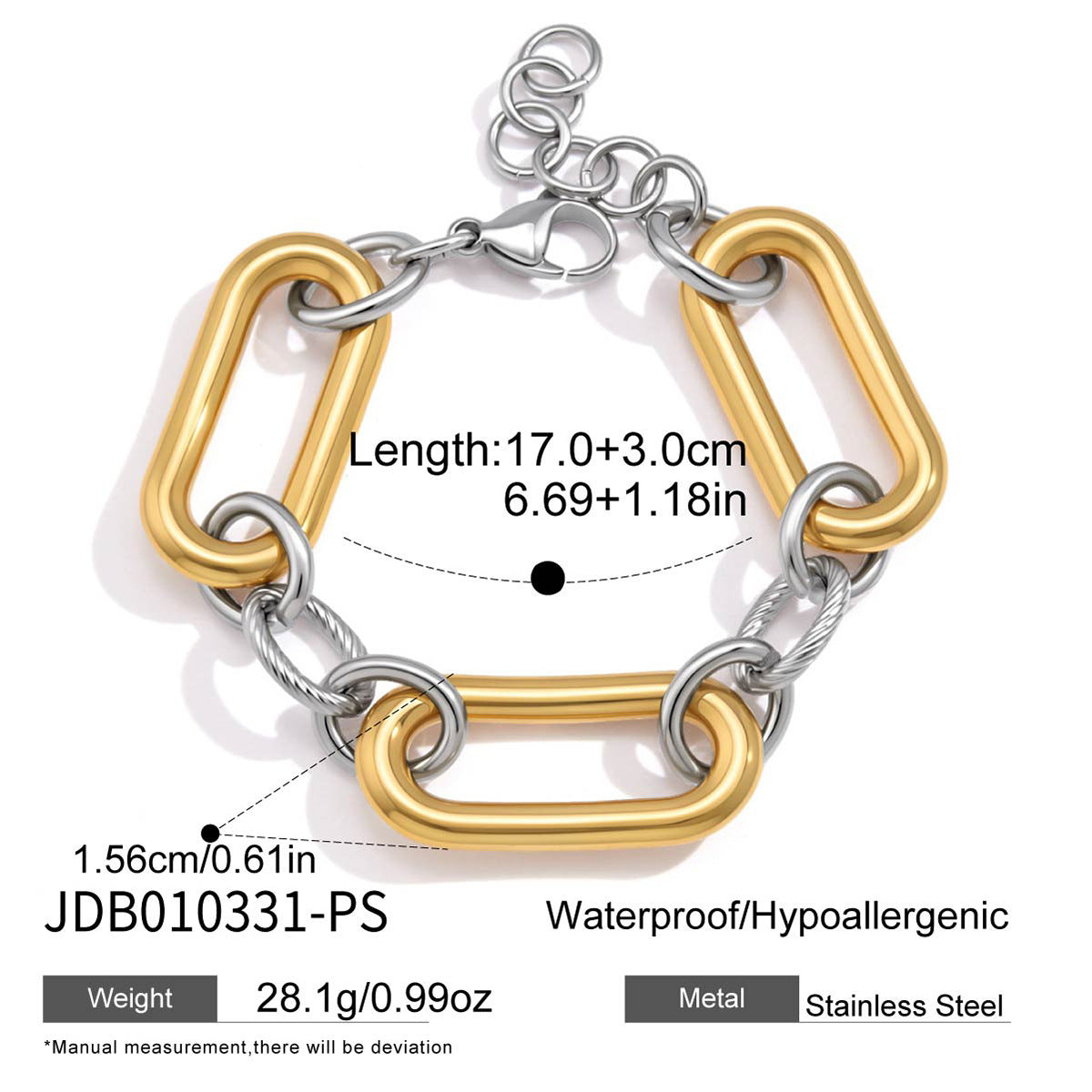Two Tone Oval Link Bracelet