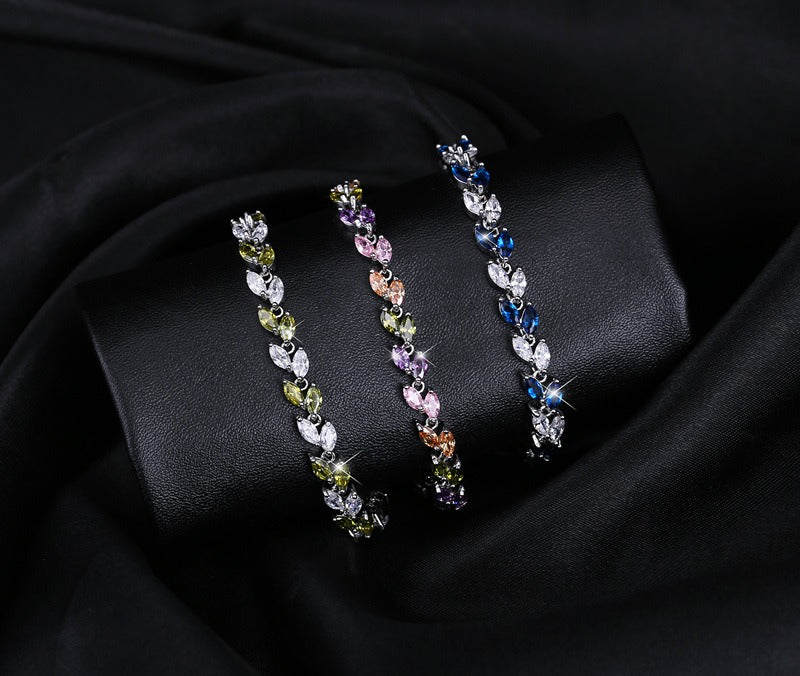 Small leaf zircon bracelet