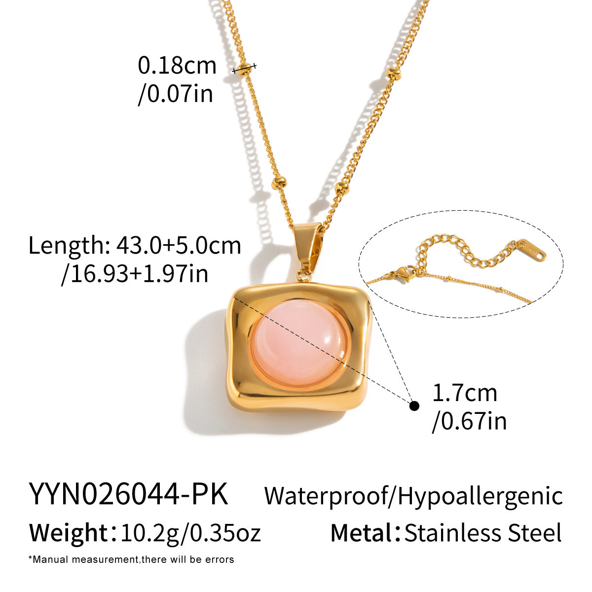 Natural Stone High-end Necklace With An 18K Gold Pendant