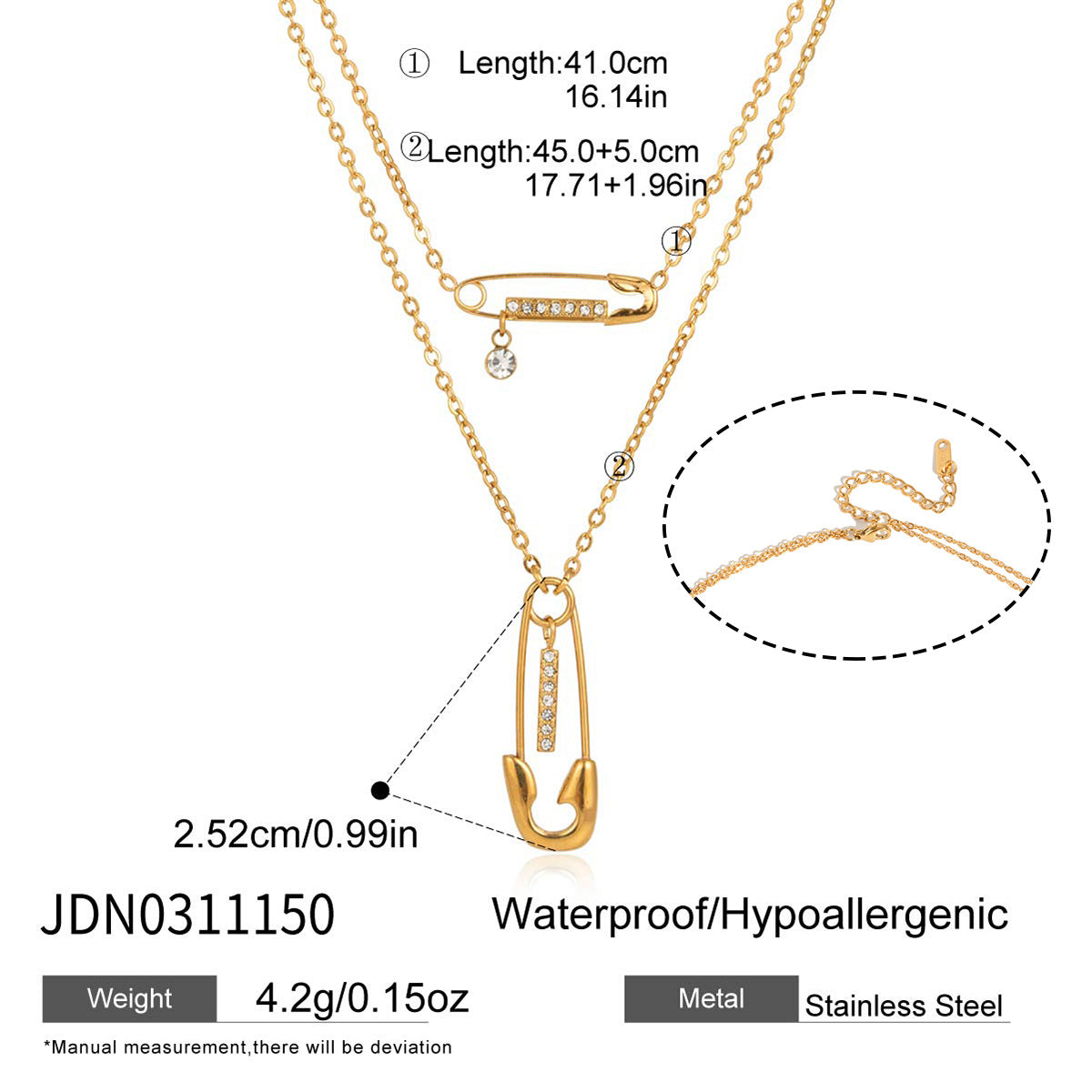 Safety Pin Layered Necklace