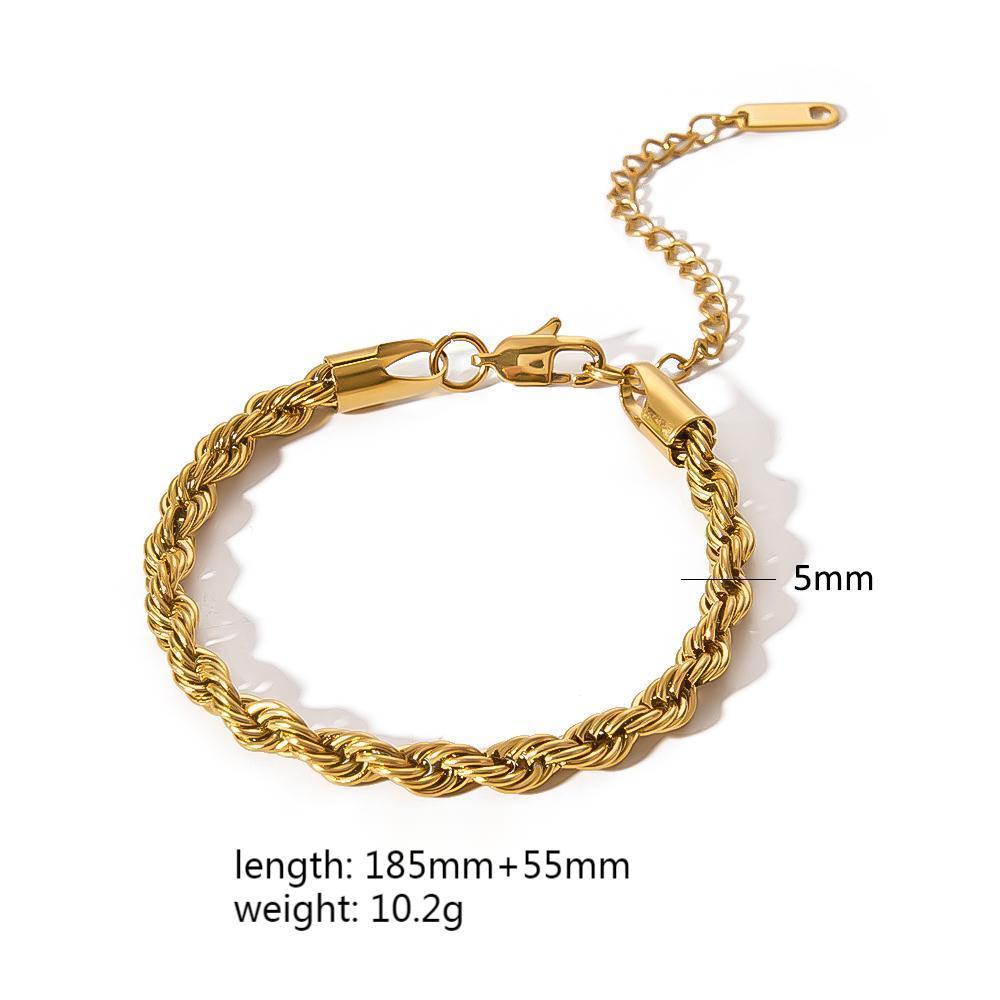 18k Gold Plated 304 Stainless Steel Bracelet Diy Jewelry Accessories Chain Accessories Cuban Chain Twist Chain Bracelet Wholesale