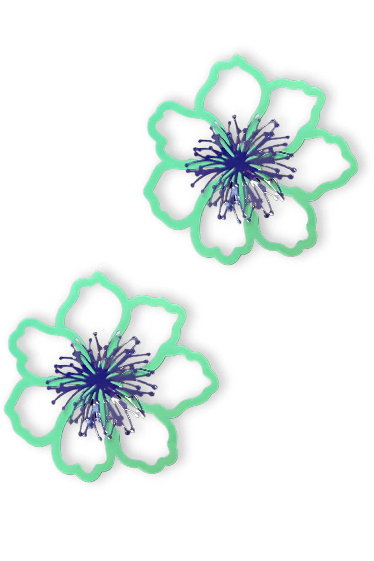 Dimensional Blossom Flower Post Back Earrings