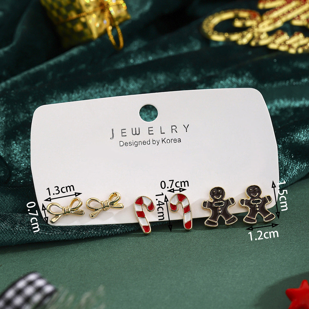 Cross-Border Personalized Christmas Alloy Earrings Christmas Hat Colorful Star Dot Diamond Christmas Tree Elk Gingerbread Man Earrings