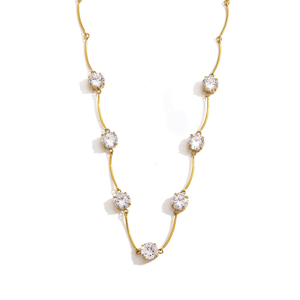 Zircon Bar Pendant Necklace