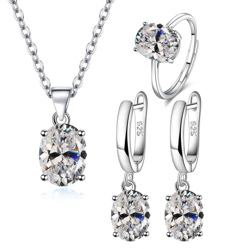 Fashion Dove Egg Crystal Women Diamond Ring Personalized Ear Buckle