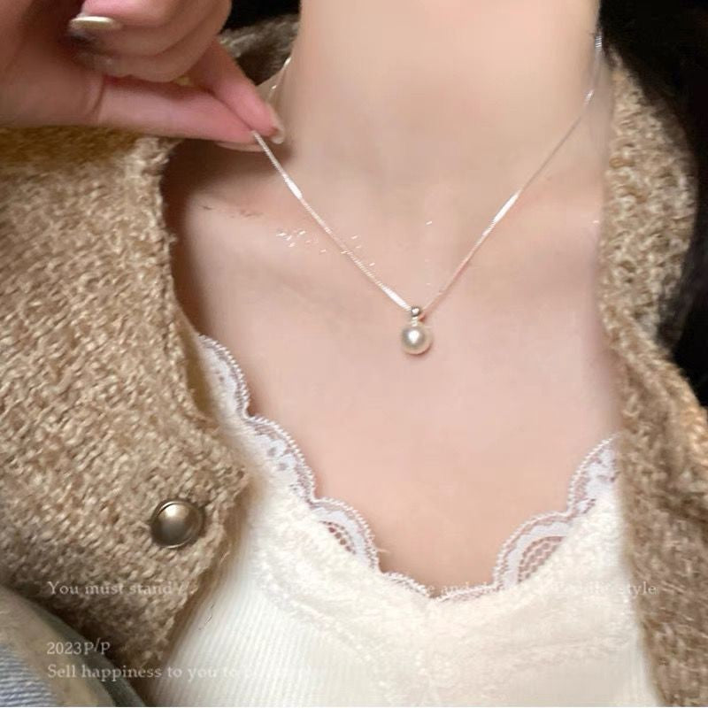 S925 Sterling Silver Pearl Necklace For Women, Niche Design, Light Luxury, Stylish And Versatile, High-End Clavicle Chain Accessory, Trendy