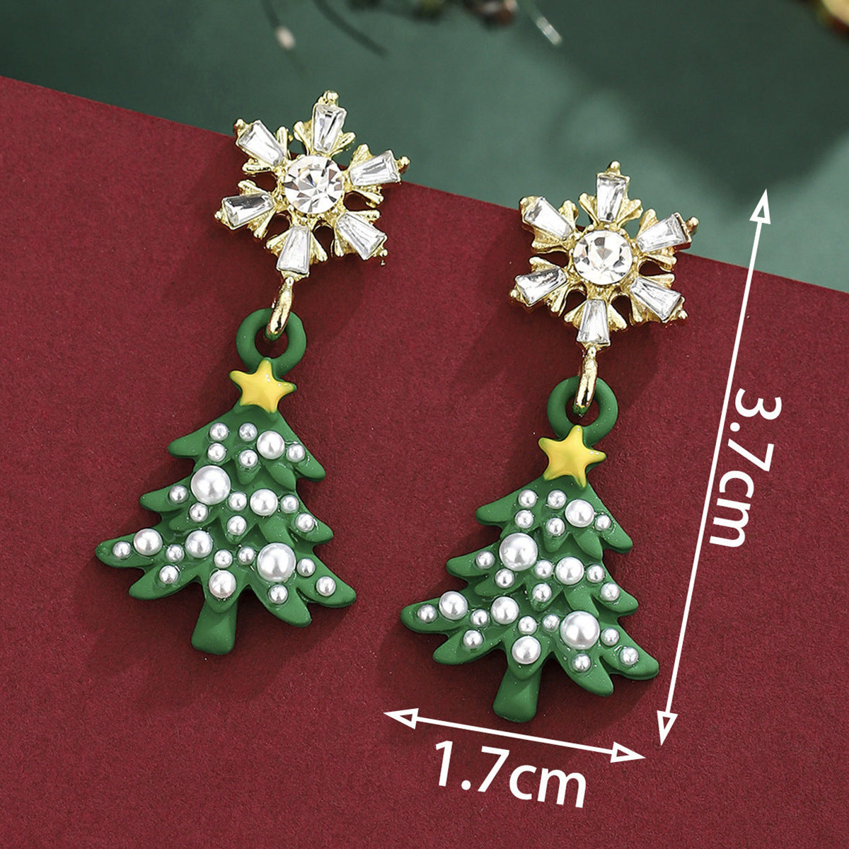 Cross-Border Personalized Christmas Alloy Earrings Christmas Hat Colorful Star Dot Diamond Christmas Tree Elk Gingerbread Man Earrings