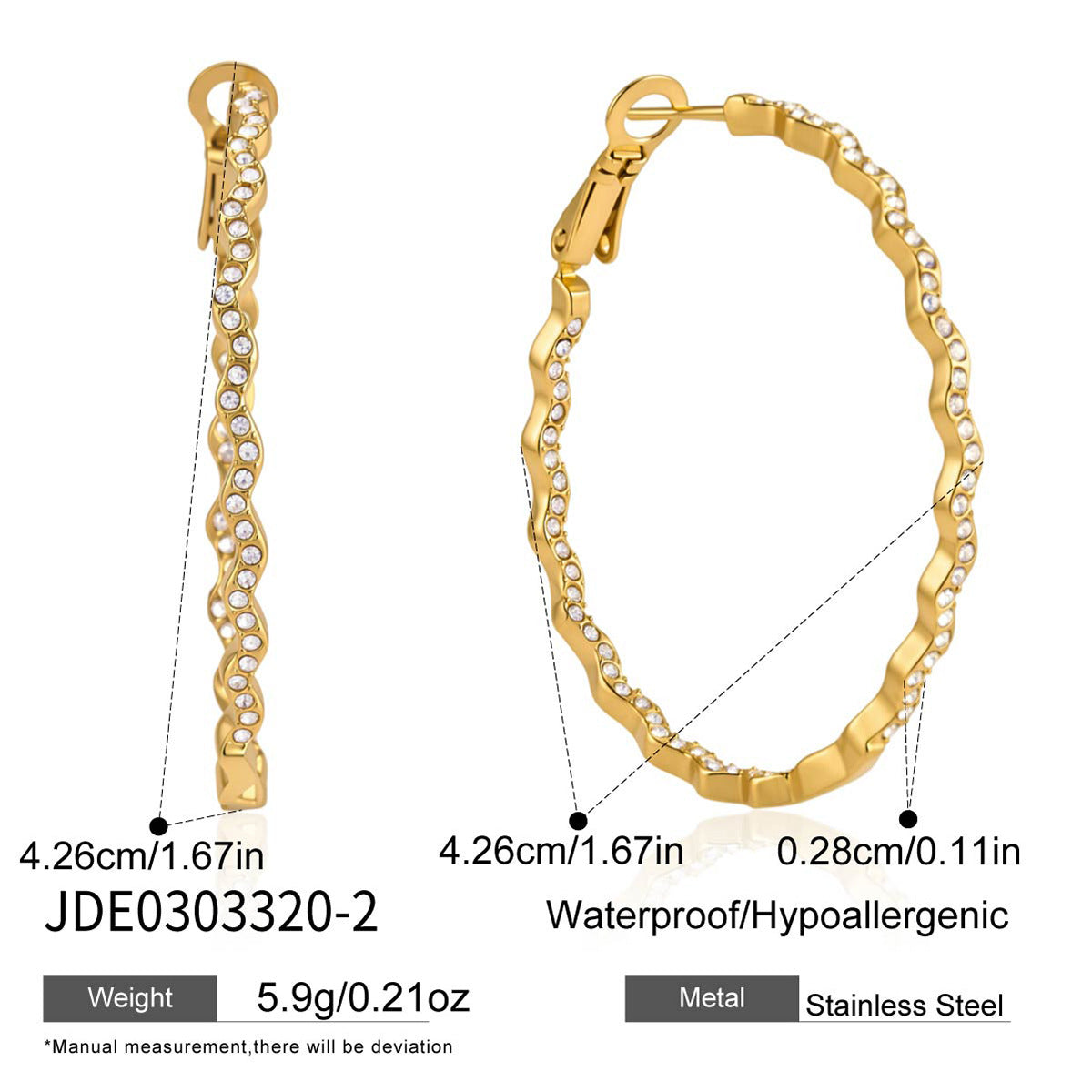 Wavy Zircon Hoop Earrings Collection