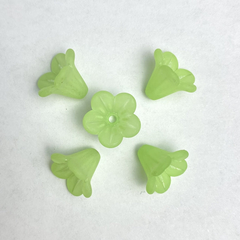 Frosted Acrylic Trumpet Flower Beads, 3D Bell-Shaped Bud Charms For DIY Hanfu Hairpin Flower Bases, Earrings & Jewelry Making.