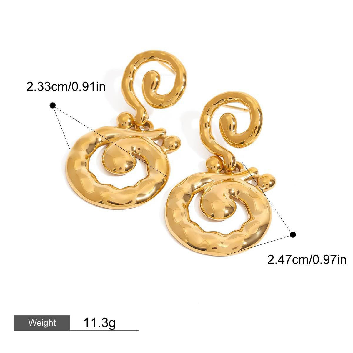 18K gold hollow thread design simple and elegant earrings