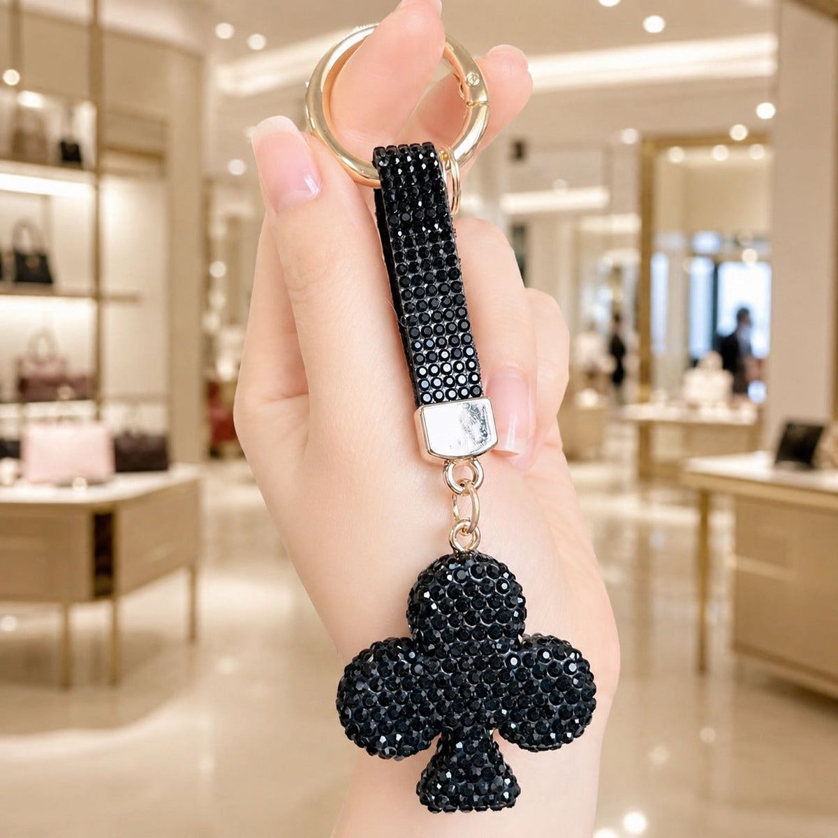 Porcelain Clay Full-diamond Plum Blossom Keychain