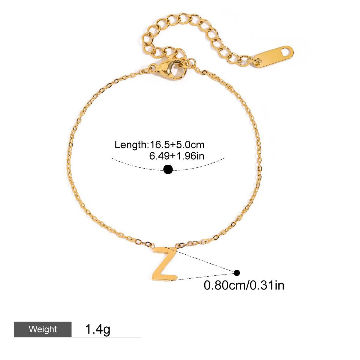 18K gold 26 letters simple and elegant bracelet